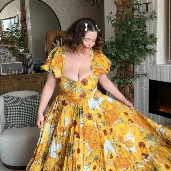 Selkie Sunflowers Cotton Ritz Dress - Picture 6 of 7